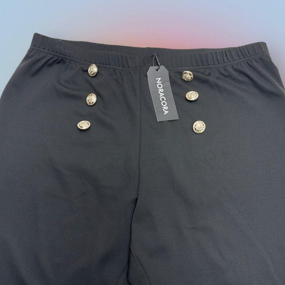 NORACORA Women’s XXL Black Dressy Leggings Gold Buttons
